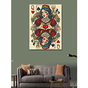 Kanvas Tablo Oyun Kartı Ve Kraliçe Figürü 70x100 cm