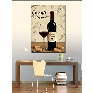Kanvas Tablo Şarap Şişesi Ve "chianti Classico" Posteri 100x140 cm