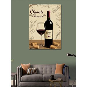 Kanvas Tablo Şarap Şişesi Ve "chianti Classico" Posteri 100x140 cm