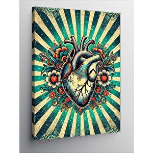 Kanvas Tablo Çizgisel Kalp Deseni 70x100 cm