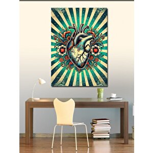 Kanvas Tablo Çizgisel Kalp Deseni 70x100 cm