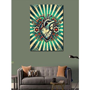 Kanvas Tablo Çizgisel Kalp Deseni 70x100 cm