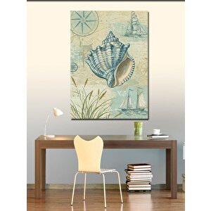 Kanvas Tablo Deniz Kabukları Ve Harita 100x140 cm