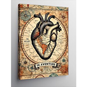 Kanvas Tablo Kalp Haritası Çizimi 100x140 cm