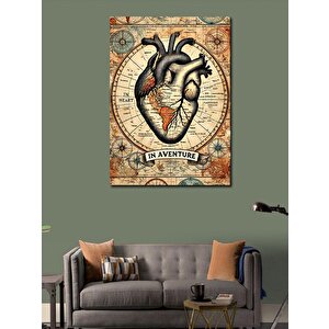 Kanvas Tablo Kalp Haritası Çizimi 100x140 cm