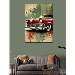 Kanvas Tablo Klasik Kırmızı Araba 50x70 cm