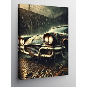 Kanvas Tablo Yağmur Altında Klasik Araba 100x140 cm