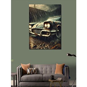 Kanvas Tablo Yağmur Altında Klasik Araba 100x140 cm