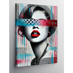 Kanvas Tablo Soyut Çizgilerle Yüz Portresi 100x140 cm