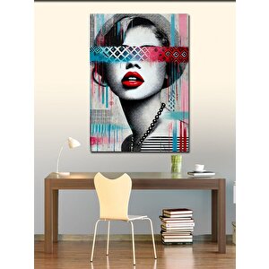 Kanvas Tablo Soyut Çizgilerle Yüz Portresi 100x140 cm