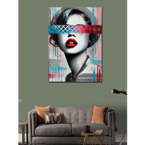 Kanvas Tablo Soyut Çizgilerle Yüz Portresi 100x140 cm