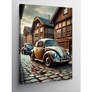 Kanvas Tablo Eski Arabalarla Sokak 70x100 cm