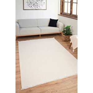 Loopy 5552 Krem Yumuşak Dokulu Bukle Modern Salon Mutfak Koridor Halısı Tozumaz Örgü Makine Halısı