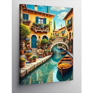 Kanvas Tablo Akdeniz Sokakları Ve Gondol 100x140 cm