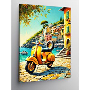 Kanvas Tablo Sarı Motosiklet Ve Sokak 50x70 cm