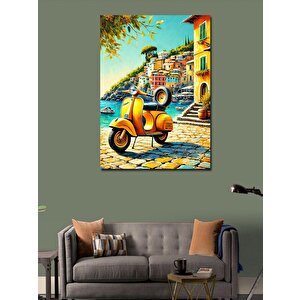 Kanvas Tablo Sarı Motosiklet Ve Sokak 50x70 cm