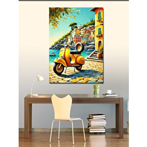 Kanvas Tablo Sarı Motosiklet Ve Sokak 70x100 cm