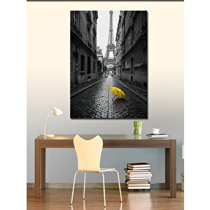 Kanvas Tablo Yağmurda Sarı Şemsiye Ve Sokak 70x100 cm