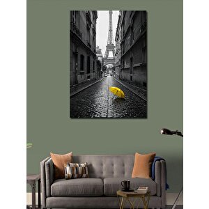 Kanvas Tablo Yağmurda Sarı Şemsiye Ve Sokak 100x140 cm