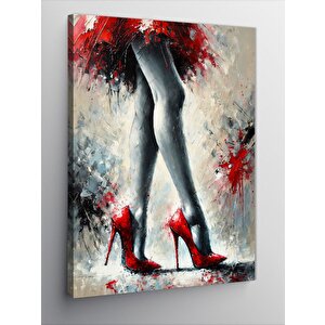Kanvas Tablo Kırmızı Topuklu Ve Soyut Dans 50x70 cm