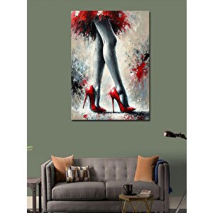 Kanvas Tablo Kırmızı Topuklu Ve Soyut Dans 50x70 cm
