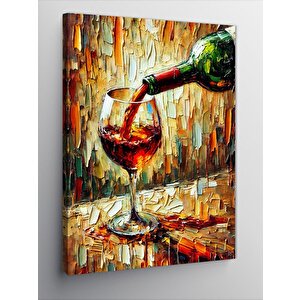 Kanvas Tablo Şarap Kadehi Ve Renkli Boyalar 50x70 cm