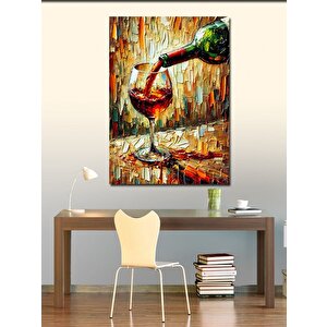 Kanvas Tablo Şarap Kadehi Ve Renkli Boyalar 50x70 cm