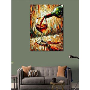 Kanvas Tablo Şarap Kadehi Ve Renkli Boyalar 50x70 cm