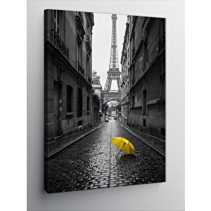Kanvas Tablo Yağmurda Sarı Şemsiye Ve Sokak 50x70 cm