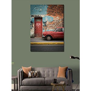 Kanvas Tablo Duvar Kenarında Klasik Araba 70x100 cm