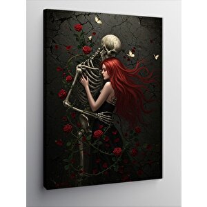 Kanvas Tablo Karanlık Aşk Ve Kafatasları 50x70 cm