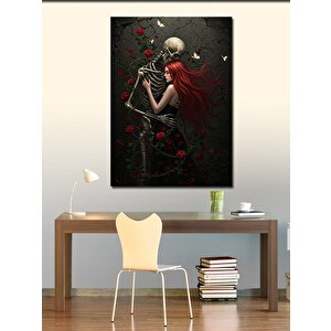 Kanvas Tablo Karanlık Aşk Ve Kafatasları 50x70 cm