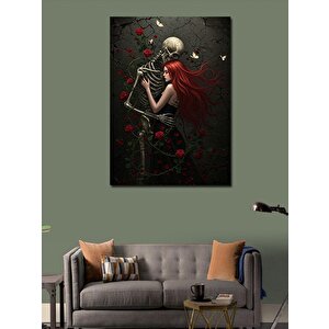 Kanvas Tablo Karanlık Aşk Ve Kafatasları 50x70 cm