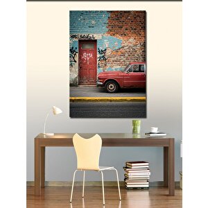 Kanvas Tablo Duvar Kenarında Klasik Araba 100x140 cm