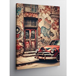 Kanvas Tablo Eski Araba Ve Terk Edilmiş Sokak 50x70 cm