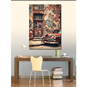 Kanvas Tablo Eski Araba Ve Terk Edilmiş Sokak 50x70 cm