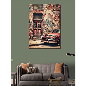 Kanvas Tablo Eski Araba Ve Terk Edilmiş Sokak 50x70 cm
