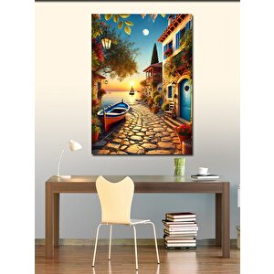 Kanvas Tablo Renkli Sokak Ve Sıcak Akşam Manzarası 70x100 cm