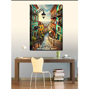 Kanvas Tablo Renkli Sokak Ve Akdeniz Havası 70x100 cm