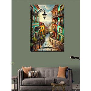 Kanvas Tablo Renkli Sokak Ve Akdeniz Havası 70x100 cm