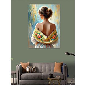 Kanvas Tablo Sarı Şal Ve Doğal Kadın 100x140 cm