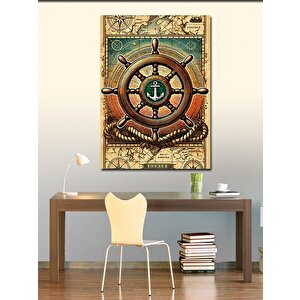 Kanvas Tablo Çapa Temalı Eski Harita Çizimi 50x70 cm