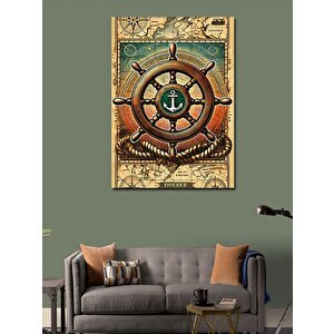 Kanvas Tablo Çapa Temalı Eski Harita Çizimi 70x100 cm