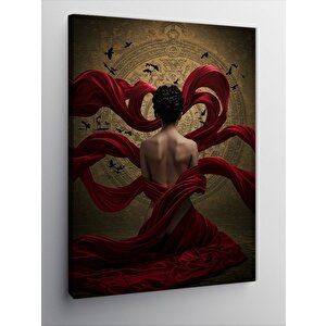 Kanvas Tablo Soyut Kumaşlarla Kadın 100x140 cm