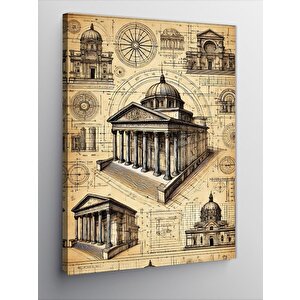 Kanvas Tablo Antik Roma Yapıları Ve Harita 50x70 cm