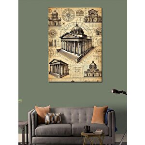 Kanvas Tablo Antik Roma Yapıları Ve Harita 50x70 cm