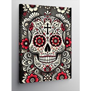 Kanvas Tablo Meksika Şeker Kafatası Ve Festival Havası 50x70 cm