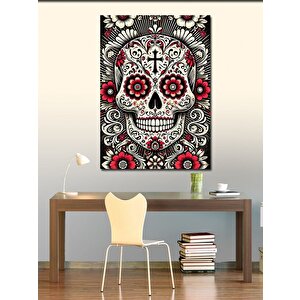 Kanvas Tablo Meksika Şeker Kafatası Ve Festival Havası 50x70 cm
