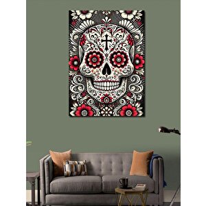 Kanvas Tablo Meksika Şeker Kafatası Ve Festival Havası 50x70 cm