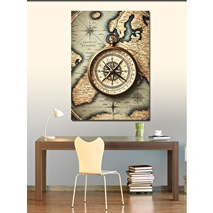 Kanvas Tablo Antik Harita Ve Pusula 70x100 cm
